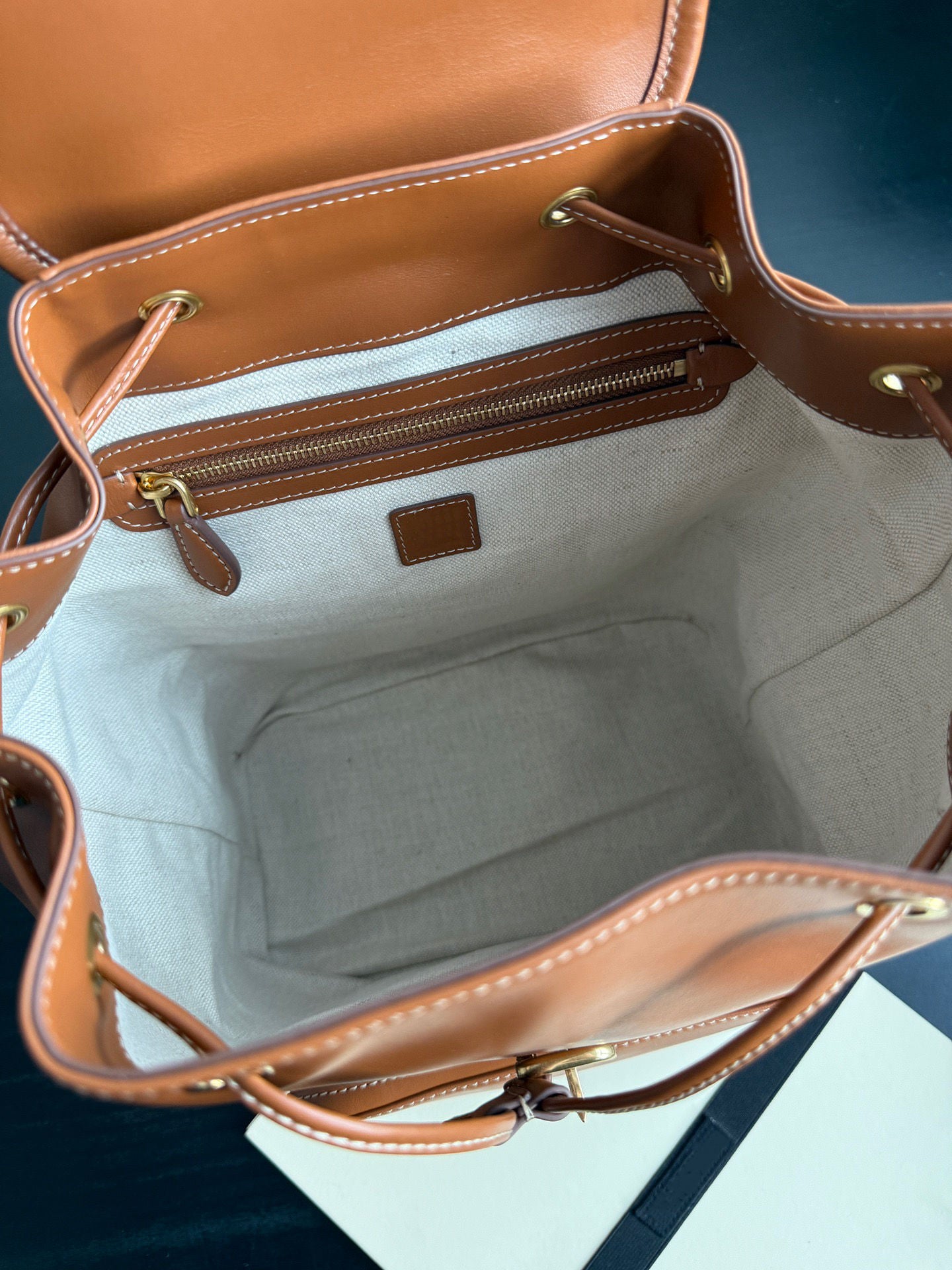 Full Leather Drawstring Flap Leather Backpack