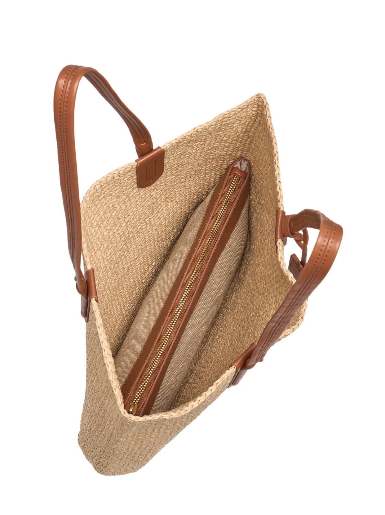 Matte Raffia Textured Straw Bucket Tote Bag
