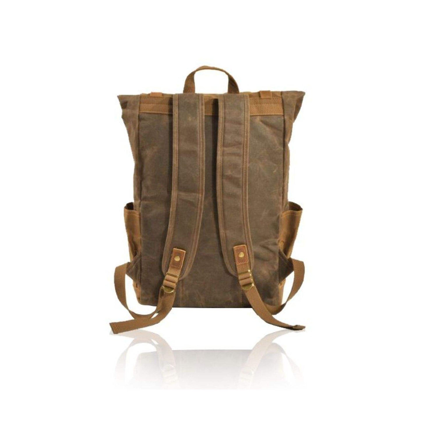 Vintage Waxed Canvas Leather Roll Top Canvas Backpack