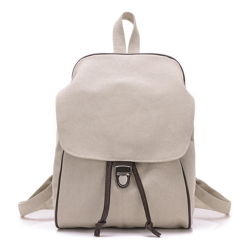 Minimal Solid Color Canvas Backpack for Students