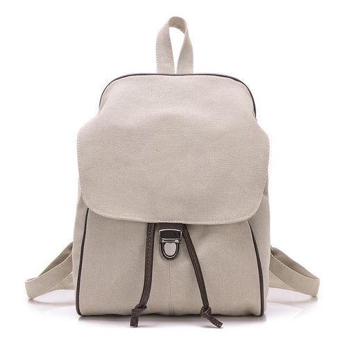 Minimal Solid Color Canvas Backpack for Students