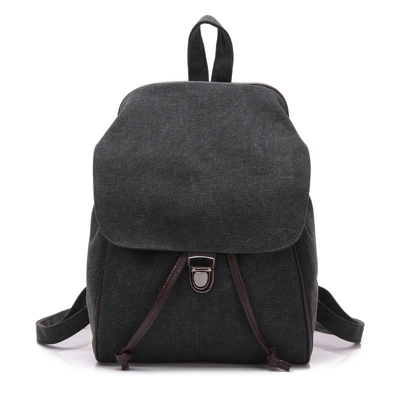 Minimal Solid Color Canvas Backpack for Students