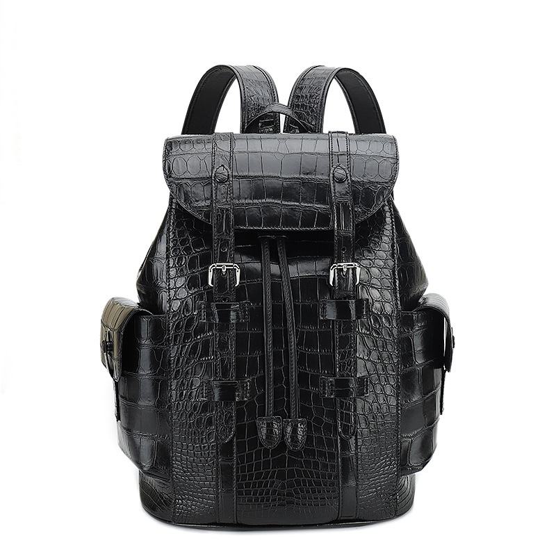 Crocodile Embossed Genuine Leather Backpack