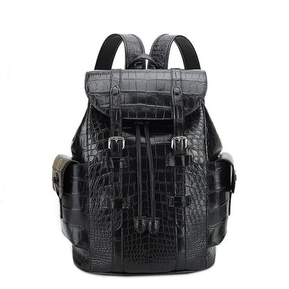 Crocodile Embossed Genuine Leather Backpack