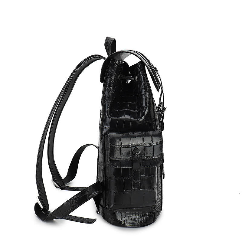 Crocodile Embossed Genuine Leather Backpack
