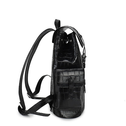 Crocodile Embossed Genuine Leather Backpack