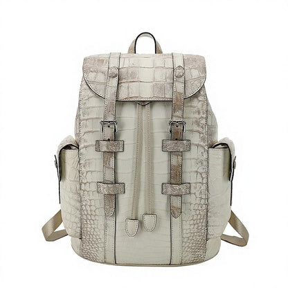 Crocodile Embossed Genuine Leather Backpack