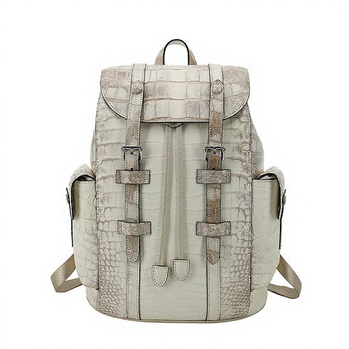 Crocodile Embossed Genuine Leather Backpack
