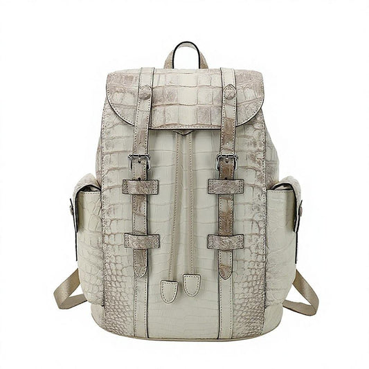 Crocodile Embossed Genuine Leather Backpack