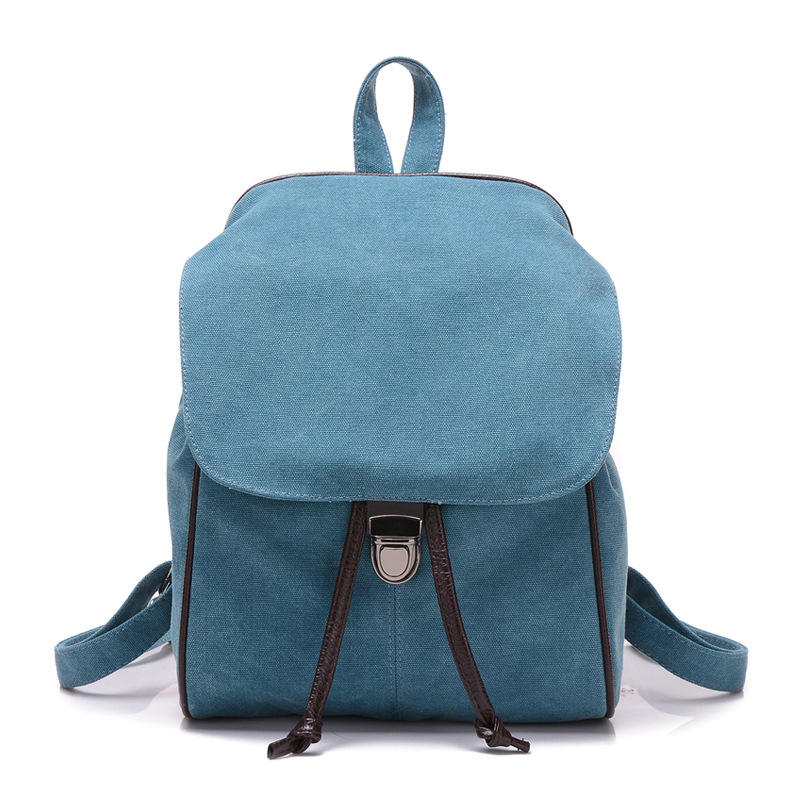 Minimal Solid Color Canvas Backpack for Students