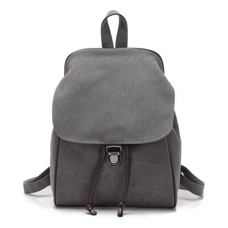 Minimal Solid Color Canvas Backpack for Students